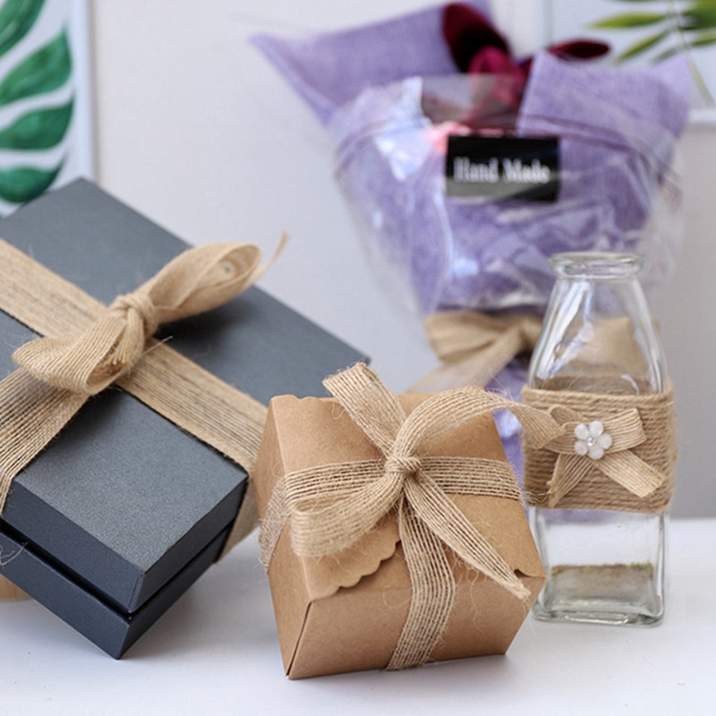 5M 6mm-50mm Iuta naturală cu fundă cu fundă artizanat DIY vintage din iuta din pânză de pânză țesătură ambalaj cadou, cusut, petrecere, nuntă, decorațiuni de Crăciun