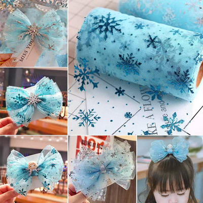 6cm/13cm*5y Snowflake Tulle Rainbow Silver Snow Star DIY Handmade Fabric Baby Dress Christmas Wedding Birthday Bouquet Supplies