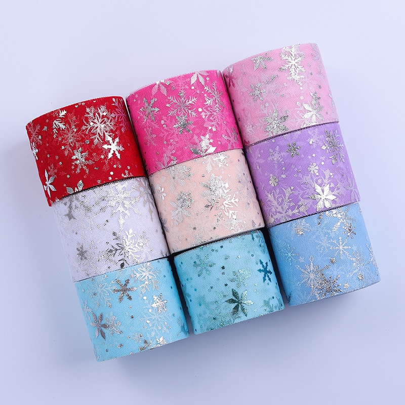 6 cm / 13 cm * 5 m snaigė tiulis vaivorykštė sidabrinė sniego žvaigždė "pasidaryk pats" rankų darbo audinys kūdikių suknelė Kalėdų vestuvių gimtadienio puokštės reikmenys