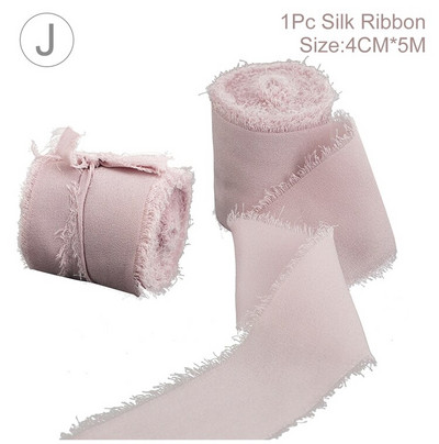 4CM * 5M Käsitsi valmistatud kulunud servadega kortsuline šifoonist siidist lint pulmakutse pakkimiseks, kaunistuseks läbipaistev narmastega käsitöö pruudikimp