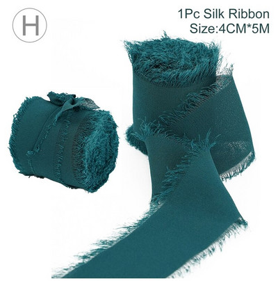 4CM * 5M Käsitsi valmistatud kulunud servadega kortsuline šifoonist siidist lint pulmakutse pakkimiseks, kaunistuseks läbipaistev narmastega käsitöö pruudikimp