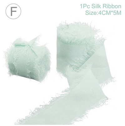 4CM * 5M Käsitsi valmistatud kulunud servadega kortsuline šifoonist siidist lint pulmakutse pakkimiseks, kaunistuseks läbipaistev narmastega käsitöö pruudikimp