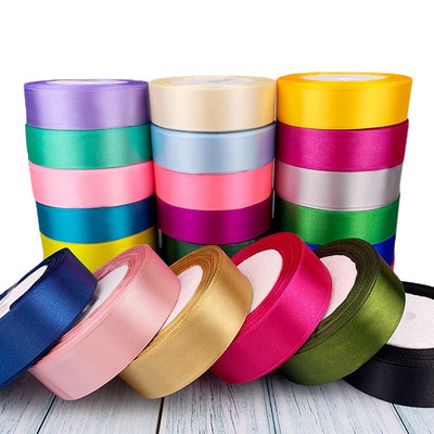 22Meters/Roll Satin Ribbon For Gift Packing Christmas Party Decoration Handmade DIY Ribbons Roll Fabric Crafts 6mm-50mm width