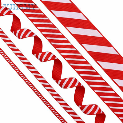 Коледна панделка Червени бели ивици 5 ярда, червено бяла захарна бастунка, гирлянд, подаръци, опаковка, венци, лъкове