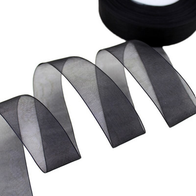 (50 jardų/ritinys) Organzos juostelė Didmeninė dovanų pakavimo dekoracija Kalėdinės šilko juostelės nėrinių audinys 12/15/20/25/40/50mm