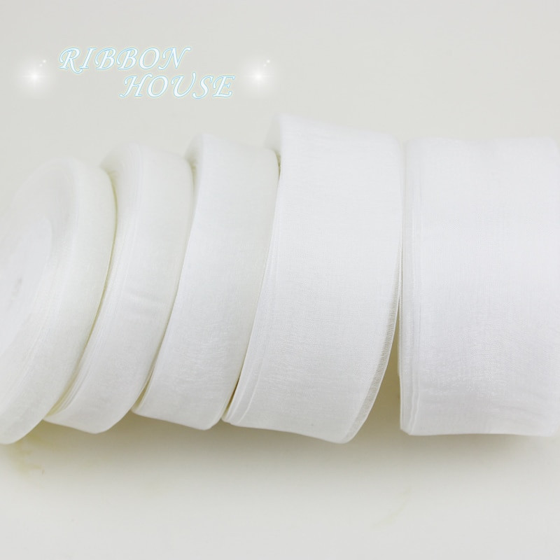 (50 jardų/ritinys) Organzos juostelė Didmeninė dovanų pakavimo dekoracija Kalėdinės šilko juostelės nėrinių audinys 12/15/20/25/40/50mm