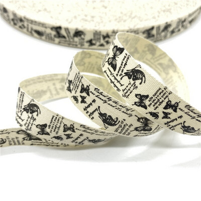 5 jardi 15 mm pamučne vrpce Crno-bijeli uzorak Pamučne vrpce s tiskanim uzorkom za vjenčanje Božićni ukrasi DIY tkanina za šivanje #05