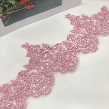 1 Αυλή πλάτους 13 εκ. Ροζ Παγιέτες Champange Edge Πολυεστερικό Κέντημα Δαντέλα Διακοσμητικό για Νυφικό Νυφικό Σχέδιο Κοστουμιών Κορδέλα με δαντέλα