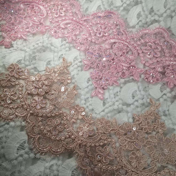 1 Αυλή πλάτους 13 εκ. Ροζ Παγιέτες Champange Edge Πολυεστερικό Κέντημα Δαντέλα Διακοσμητικό για Νυφικό Νυφικό Σχέδιο Κοστουμιών Κορδέλα με δαντέλα