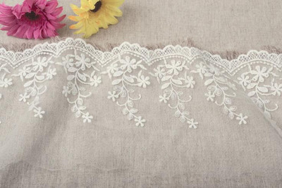 2 Yards Valge puuvillane tikitud kangast võrkpits Rõivaste pitsääred kaunistused DIY Õmblustarvikud