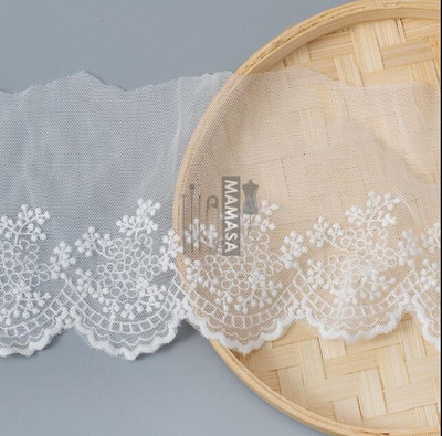 2 Yards Valge puuvillane tikitud kangast võrkpits Rõivaste pitsääred kaunistused DIY Õmblustarvikud