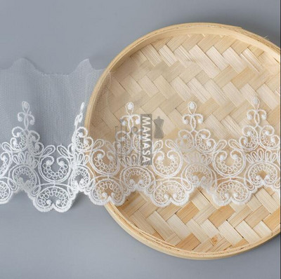 2 Yards Valge puuvillane tikitud kangast võrkpits Rõivaste pitsääred kaunistused DIY Õmblustarvikud