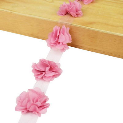 2 jardi 24 tk lilled 3D šifooni kobarad lilled pitskleit kaunistus pitskangas aplikatsioon, meisterdamine käsitöö õmblustarbed