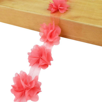 2 jardi 24 tk lilled 3D šifooni kobarad lilled pitskleit kaunistus pitskangas aplikatsioon, meisterdamine käsitöö õmblustarbed