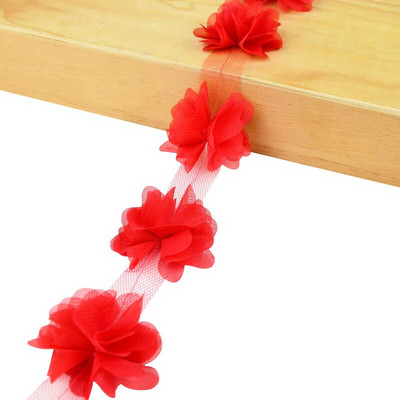 2 jardi 24 tk lilled 3D šifooni kobarad lilled pitskleit kaunistus pitskangas aplikatsioon, meisterdamine käsitöö õmblustarbed