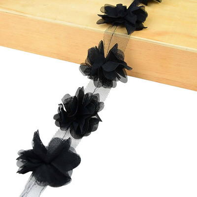 2 jardi 24 tk lilled 3D šifooni kobarad lilled pitskleit kaunistus pitskangas aplikatsioon, meisterdamine käsitöö õmblustarbed