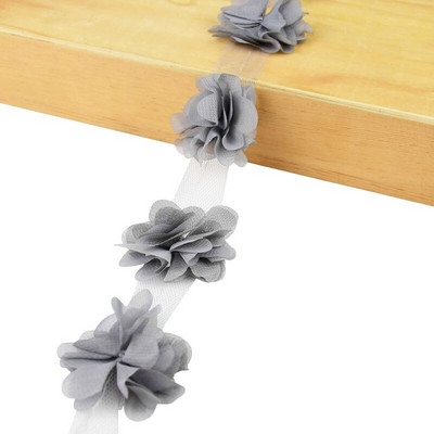 2 jardi 24 tk lilled 3D šifooni kobarad lilled pitskleit kaunistus pitskangas aplikatsioon, meisterdamine käsitöö õmblustarbed