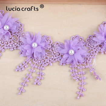 Lucia crafts 1yards/lot 7cm Flower Ebroidery Lace Trim Fabric DIY Χειροποίητο ένδυμα Δαντέλα Υλικά Αξεσουάρ N0502