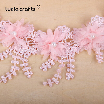 Lucia izrađuje 1 jardi/lot 7 cm cvjetni vez Čipkana obrubna tkanina DIY ručno izrađena odjeća Čipkasti materijali Dodaci N0502