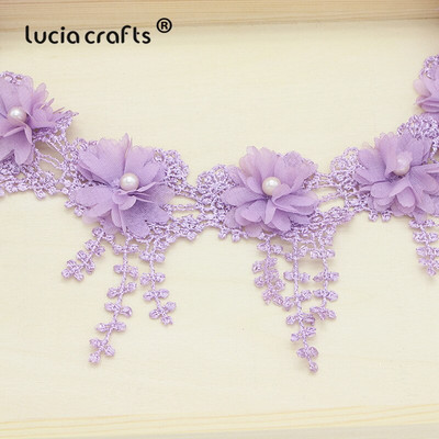 Lucia izrađuje 1 jardi/lot 7 cm cvjetni vez Čipkana obrubna tkanina DIY ručno izrađena odjeća Čipkasti materijali Dodaci N0502
