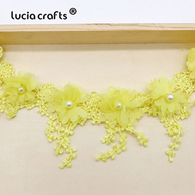 Lucia izrađuje 1 jardi/lot 7 cm cvjetni vez Čipkana obrubna tkanina DIY ručno izrađena odjeća Čipkasti materijali Dodaci N0502
