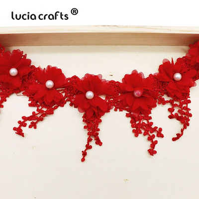 Lucia izrađuje 1 jardi/lot 7 cm cvjetni vez Čipkana obrubna tkanina DIY ručno izrađena odjeća Čipkasti materijali Dodaci N0502