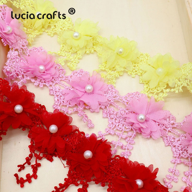Lucia izrađuje 1 jardi/lot 7 cm cvjetni vez Čipkana obrubna tkanina DIY ručno izrađena odjeća Čipkasti materijali Dodaci N0502