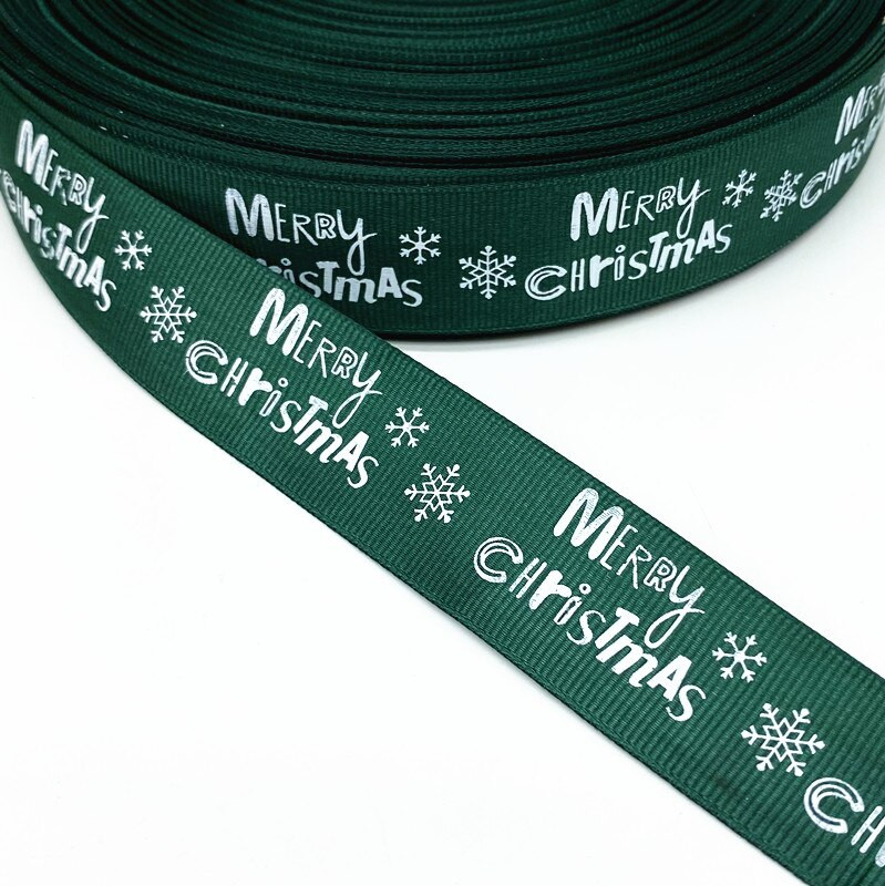 5 yardov 25 mm vianočná stuha s potlačou grosgrainových stužiek na balenie darčekov, svadobné dekorácie, mašle do vlasov, DIY