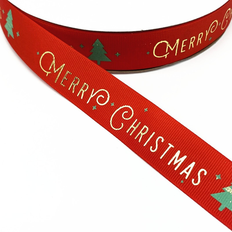 5 yardov 25 mm vianočná stuha s potlačou grosgrainových stužiek na balenie darčekov, svadobné dekorácie, mašle do vlasov, DIY