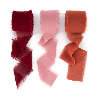 Äärisega šifoonpael Siiditaolised paelad Pulmakutse Kimbukangast Paelad 3,8cmx6,4m jõulukaunistusega kingituste pakkimine