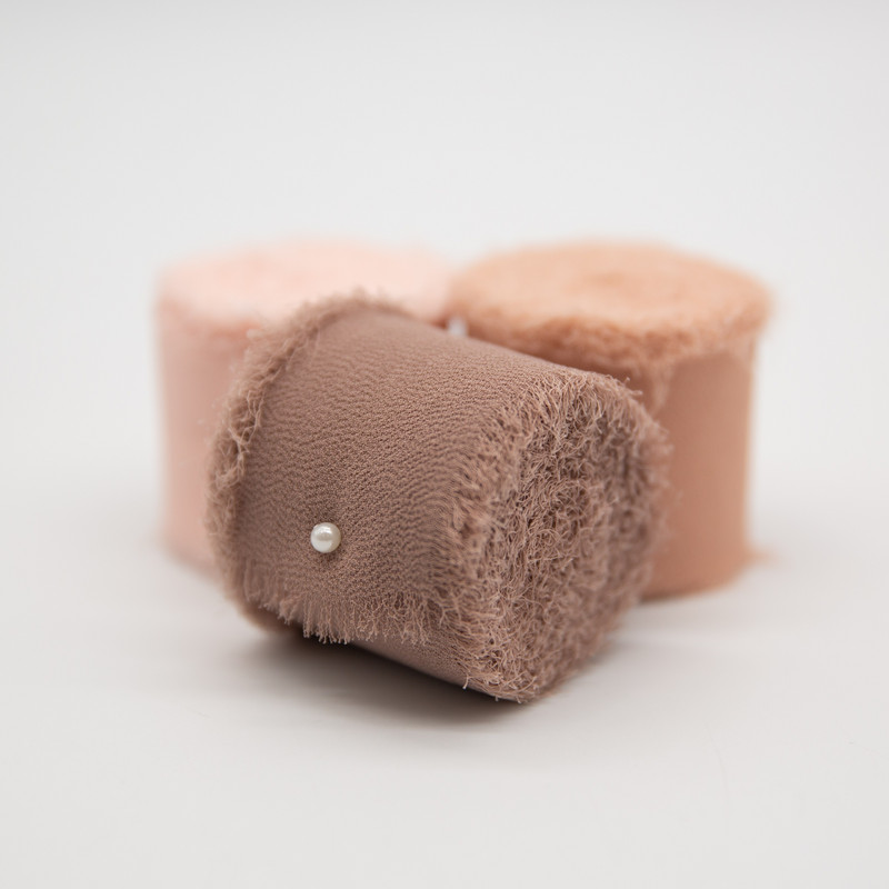 Äärisega šifoonpael Siiditaolised paelad Pulmakutse Kimbukangast Paelad 3,8cmx6,4m jõulukaunistusega kingituste pakkimine