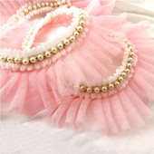 1 Κορδέλα με χάντρες Δαντέλα Πλισέ Διχτυωτή Ζώνη Πλεκτό Σιφόν Λουλούδι Πέρλα Τρισδιάστατα φλοράλ διακοσμητικά 5cm