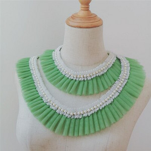 1 Κορδέλα με χάντρες Δαντέλα Πλισέ Διχτυωτή Ζώνη Πλεκτό Σιφόν Λουλούδι Πέρλα Τρισδιάστατα φλοράλ διακοσμητικά 5cm