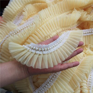 1 Κορδέλα με χάντρες Δαντέλα Πλισέ Διχτυωτή Ζώνη Πλεκτό Σιφόν Λουλούδι Πέρλα Τρισδιάστατα φλοράλ διακοσμητικά 5cm