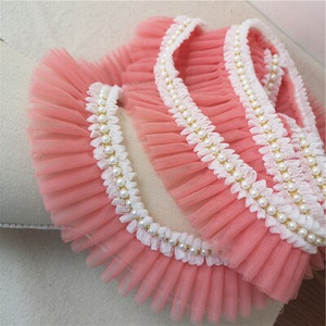 1 Κορδέλα με χάντρες Δαντέλα Πλισέ Διχτυωτή Ζώνη Πλεκτό Σιφόν Λουλούδι Πέρλα Τρισδιάστατα φλοράλ διακοσμητικά 5cm
