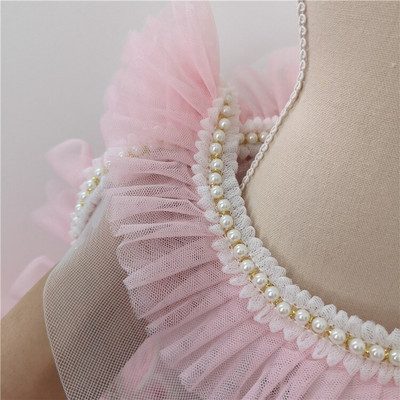 1 Κορδέλα με χάντρες Δαντέλα Πλισέ Διχτυωτή Ζώνη Πλεκτό Σιφόν Λουλούδι Πέρλα Τρισδιάστατα φλοράλ διακοσμητικά 5cm