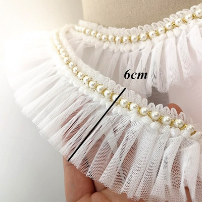 1 Κορδέλα με χάντρες Δαντέλα Πλισέ Διχτυωτή Ζώνη Πλεκτό Σιφόν Λουλούδι Πέρλα Τρισδιάστατα φλοράλ διακοσμητικά 5cm