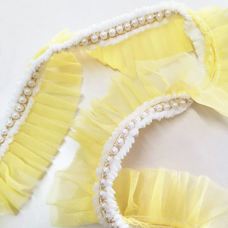 1 Κορδέλα με χάντρες Δαντέλα Πλισέ Διχτυωτή Ζώνη Πλεκτό Σιφόν Λουλούδι Πέρλα Τρισδιάστατα φλοράλ διακοσμητικά 5cm