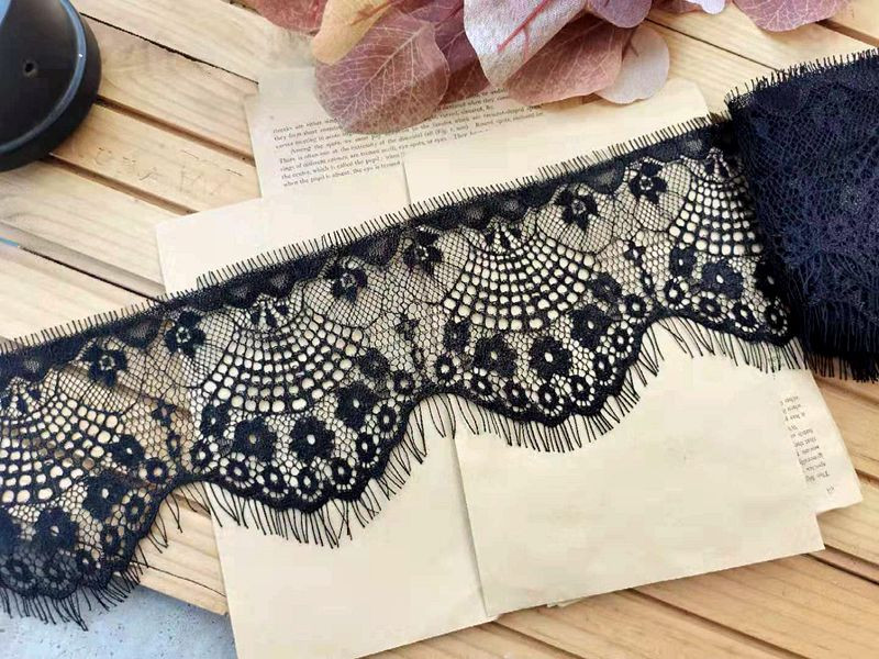 Χρωματιστές βλεφαρίδες Δαντέλα Διακοσμητικό λουλούδι Φούστα DIY στρίφωμα, μανίκια λαιμόκοψη δαντέλα ύφασμα διακόσμηση πέπλο ρούχων