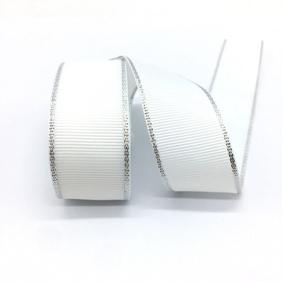 Panglică de 5 metri 1" (25 mm) pentru decorațiuni de nuntă, margine metalică argintie, panglică grosgrain, ambalaj cadou, funde de păr, panglică de Crăciun DIY