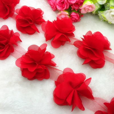 Νυφικό 1 Yard Lace Flower Chiffon Νυφικό Νυφικό ύφασμα Lace Trim DIY Baby Hair Band