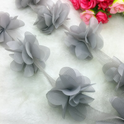 Νυφικό 1 Yard Lace Flower Chiffon Νυφικό Νυφικό ύφασμα Lace Trim DIY Baby Hair Band