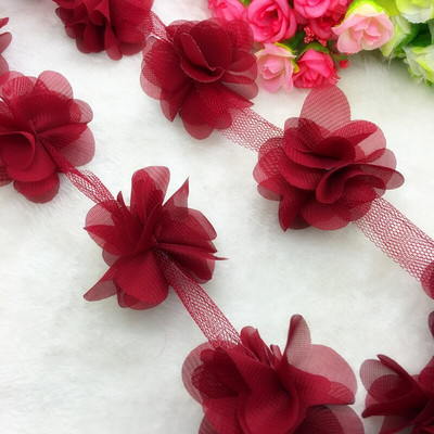 Νυφικό 1 Yard Lace Flower Chiffon Νυφικό Νυφικό ύφασμα Lace Trim DIY Baby Hair Band