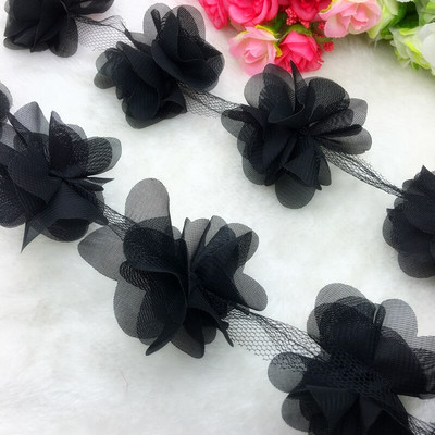 Νυφικό 1 Yard Lace Flower Chiffon Νυφικό Νυφικό ύφασμα Lace Trim DIY Baby Hair Band