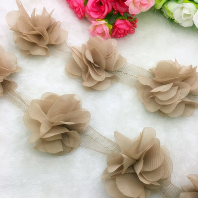 Νυφικό 1 Yard Lace Flower Chiffon Νυφικό Νυφικό ύφασμα Lace Trim DIY Baby Hair Band