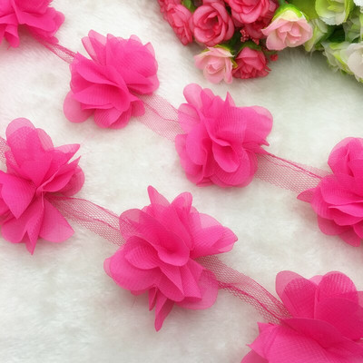 Νυφικό 1 Yard Lace Flower Chiffon Νυφικό Νυφικό ύφασμα Lace Trim DIY Baby Hair Band