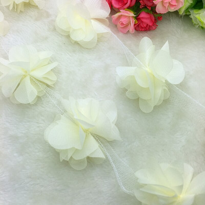 Νυφικό 1 Yard Lace Flower Chiffon Νυφικό Νυφικό ύφασμα Lace Trim DIY Baby Hair Band