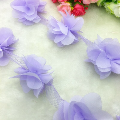 Νυφικό 1 Yard Lace Flower Chiffon Νυφικό Νυφικό ύφασμα Lace Trim DIY Baby Hair Band