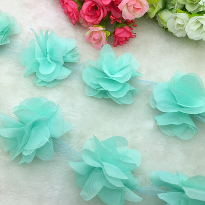 Νυφικό 1 Yard Lace Flower Chiffon Νυφικό Νυφικό ύφασμα Lace Trim DIY Baby Hair Band