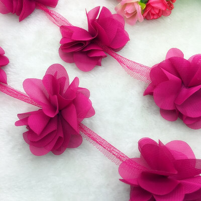 Νυφικό 1 Yard Lace Flower Chiffon Νυφικό Νυφικό ύφασμα Lace Trim DIY Baby Hair Band